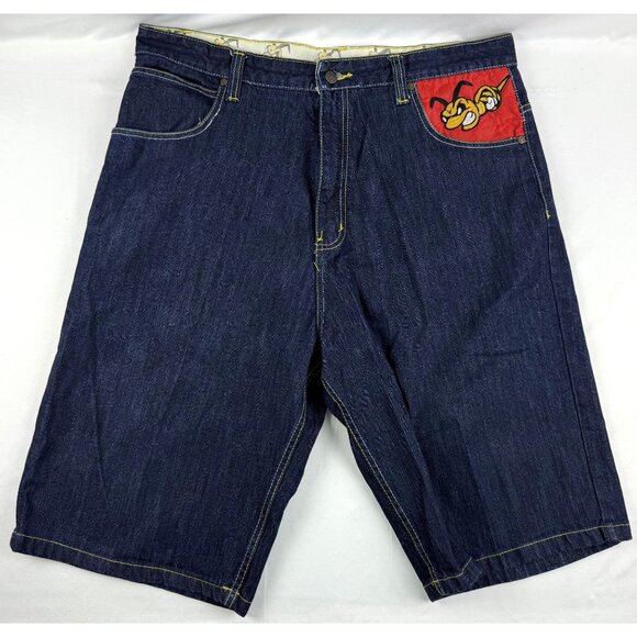VTG COOGI Y2K WITH EMBROIDERED BEE DESIGN DENIM MEN'S SHORTS SIZE 40 - Picture 2 of 10